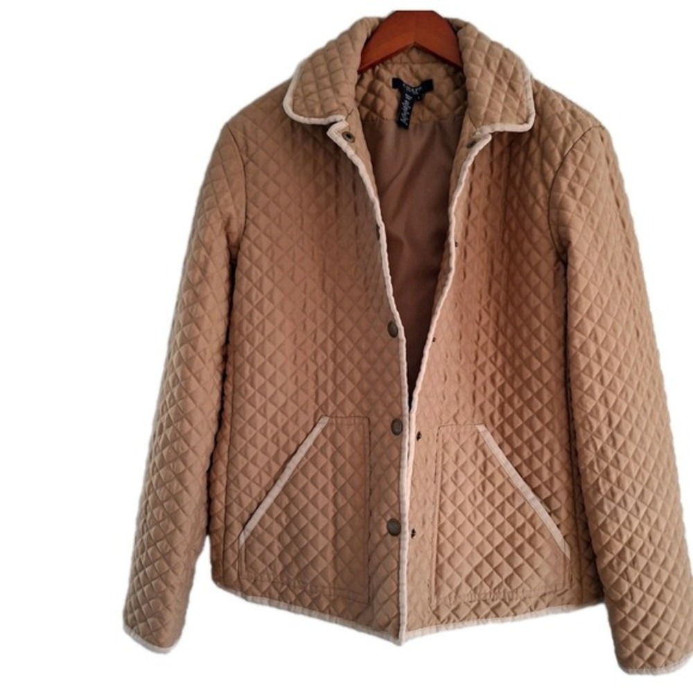 Chaps Jacket Tan‎ Brown Quilted Coat, Womens Size Large